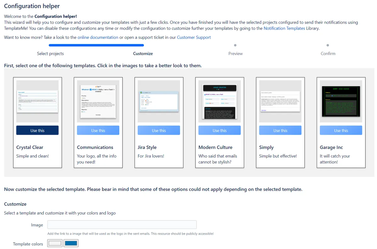 TemplateMe! - Customized notifications — screenshot from the Atlassian Marketplace listing