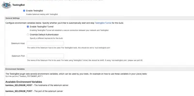 TestingBot Plugin for Bamboo for Atlassian — screenshot
