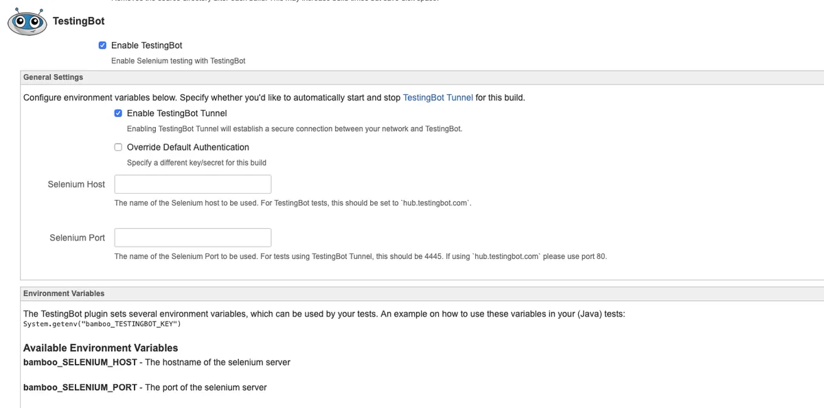 TestingBot Plugin for Bamboo — screenshot from the Atlassian Marketplace listing