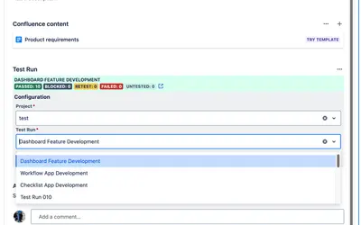 TestRail Extension for Jira for Atlassian — screenshot