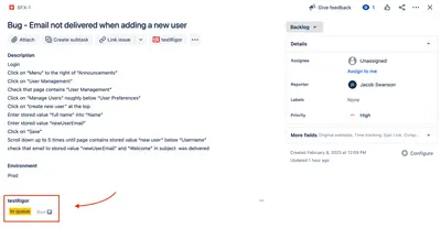 testRigor Test Automation for Jira for Atlassian — screenshot