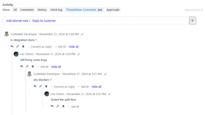 ThreadWave Comments for Jira & JSM for Atlassian — screenshot