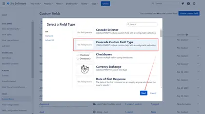 Three level cascading custom field types for Atlassian — screenshot