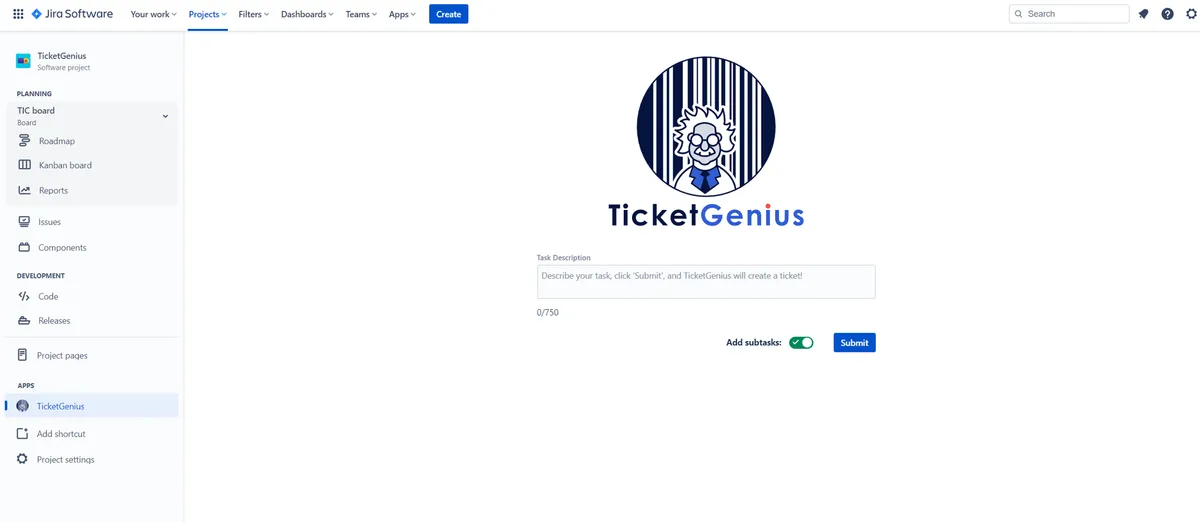 TicketGenius — screenshot from the Atlassian Marketplace listing