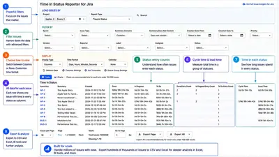 Time in Status Reporter for Jira for Atlassian — screenshot