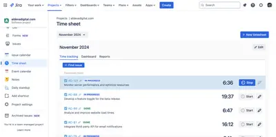 Time Sheets for Jira for Atlassian — screenshot