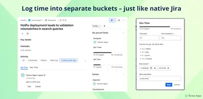 Time Tracking Fields for Jira for Atlassian — screenshot