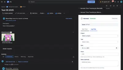 Time Tracking for Harvest for Atlassian — screenshot