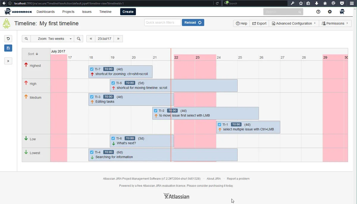 Timeline — screenshot from the Atlassian Marketplace listing