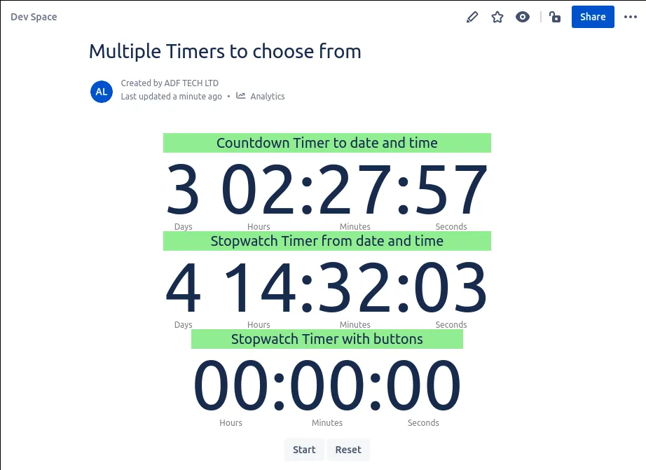 Timers for Confluence Cloud — screenshot from the Atlassian Marketplace listing