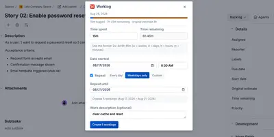 Timesheet Management LITE for Atlassian — screenshot