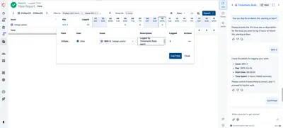 Timesheets Worklog Assistant - Tempo AI Agent for Atlassian — screenshot