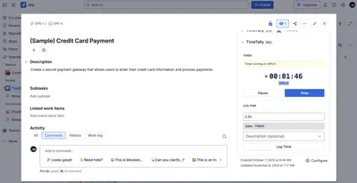 TimeTally for Jira Time Tracking & Timesheets for Atlassian — screenshot