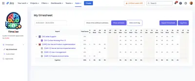 TimeZee - Automated Time Tracking and Approval for Teams for Atlassian — screenshot