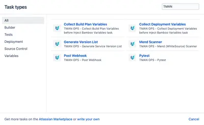 TMAN Ops for Bamboo for Atlassian — screenshot