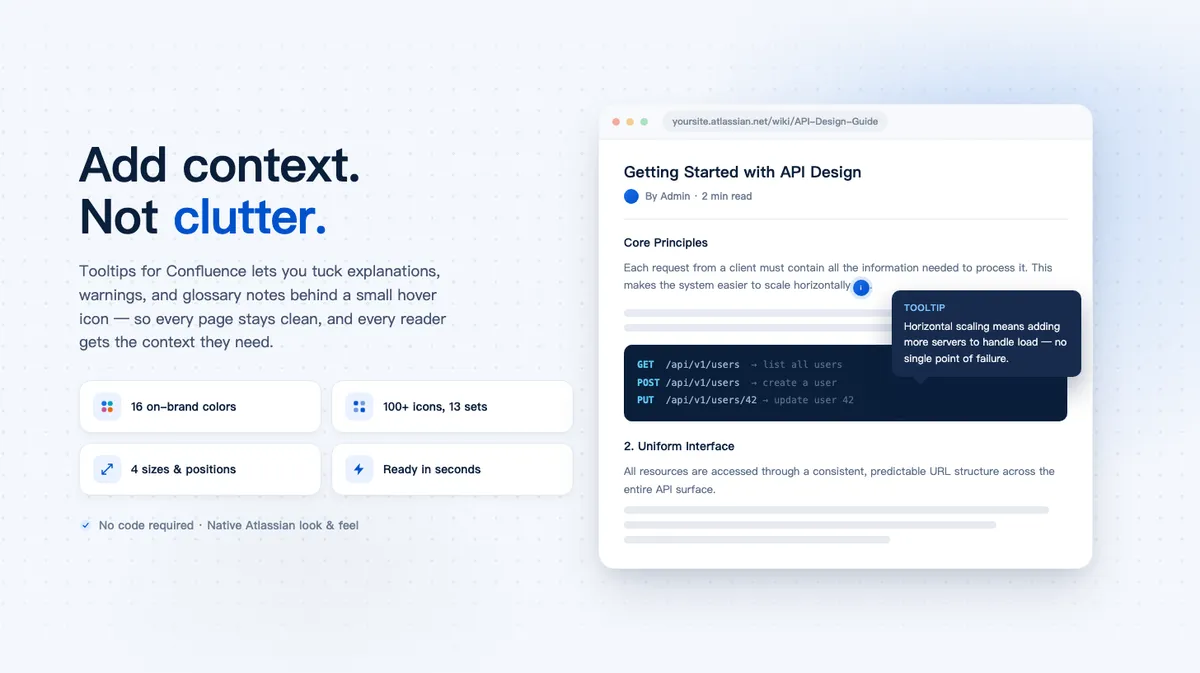 Tooltip Macro for Confluence — screenshot from the Atlassian Marketplace listing