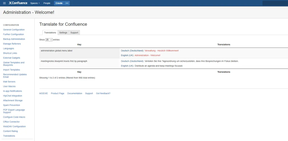 Translate for Confluence — screenshot from the Atlassian Marketplace listing