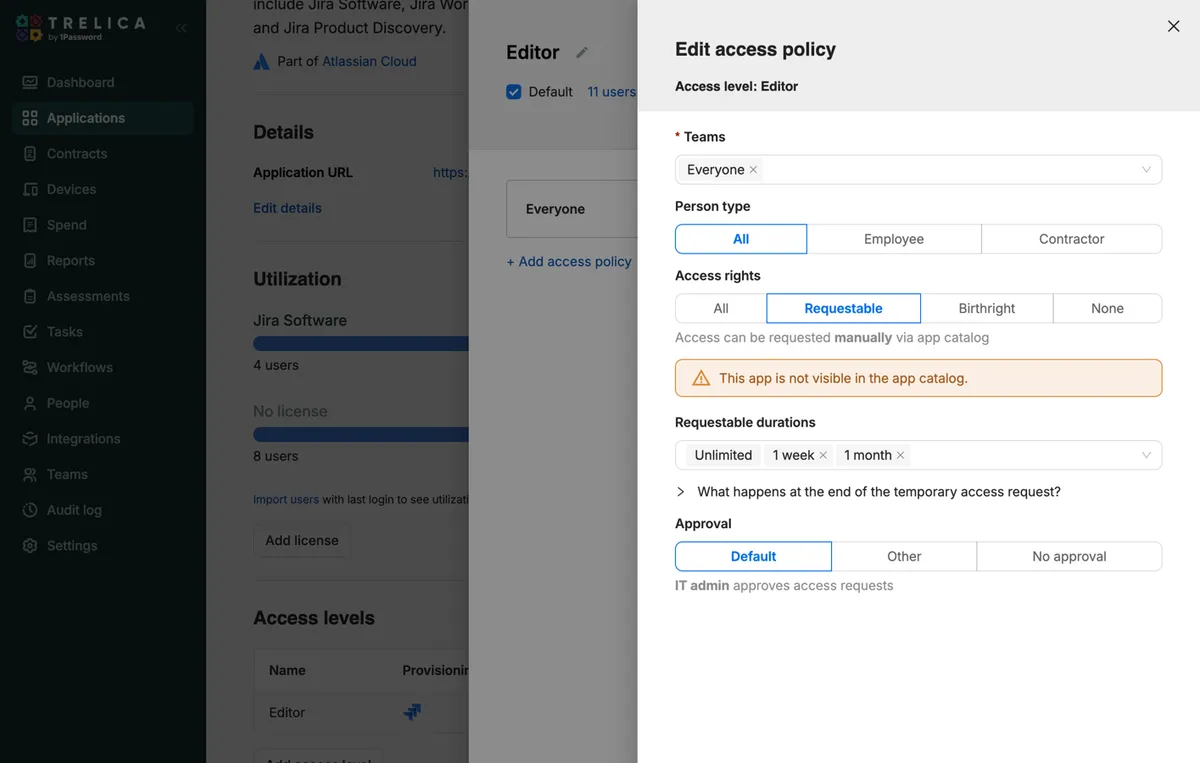 Trelica Access Requests — screenshot from the Atlassian Marketplace listing