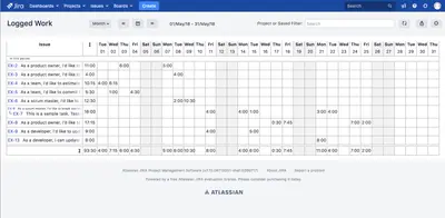 TROCK Timetracking Overview And Logging DISCONTINUED for Atlassian — screenshot