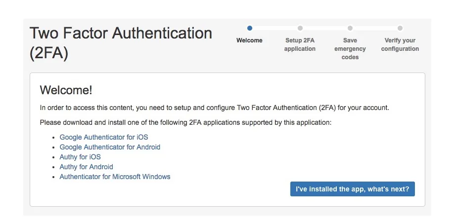 Two Factor Authentication for Bitbucket — screenshot from the Atlassian Marketplace listing
