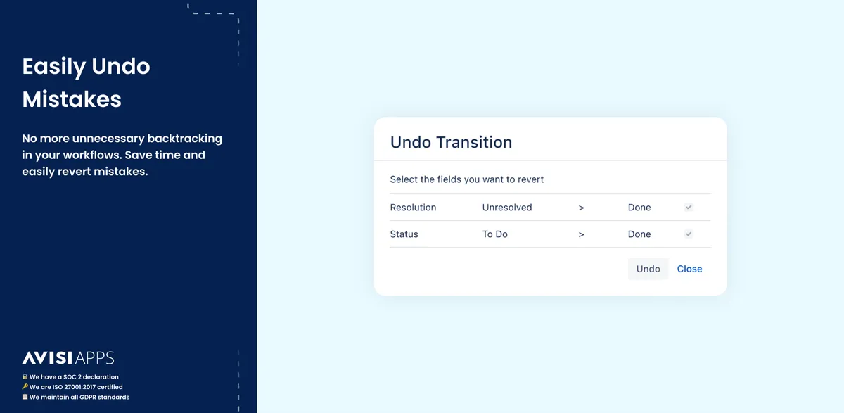 Undo Transition — screenshot from the Atlassian Marketplace listing