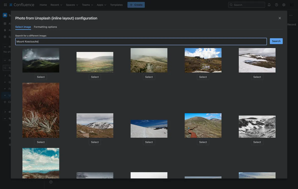 Unsplash for Confluence — screenshot from the Atlassian Marketplace listing