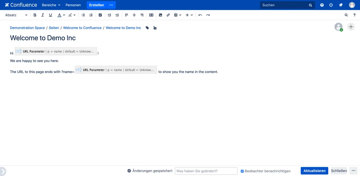 URL Parameter Macro — screenshot from the Atlassian Marketplace listing