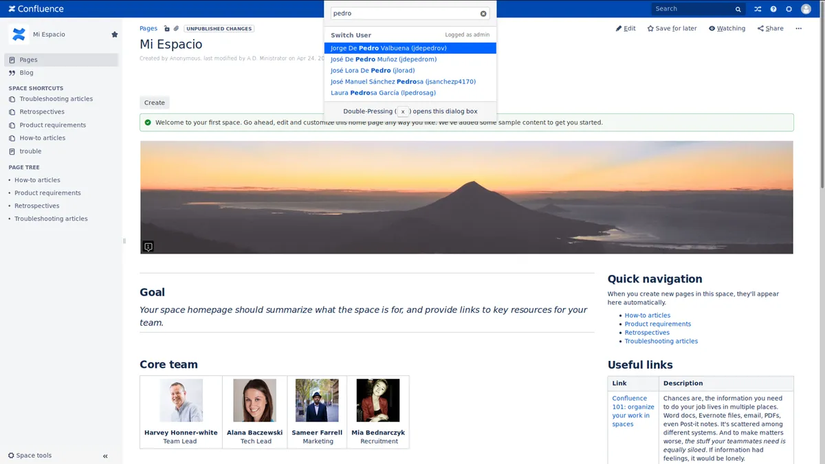 User Switcher for Confluence — screenshot from the Atlassian Marketplace listing