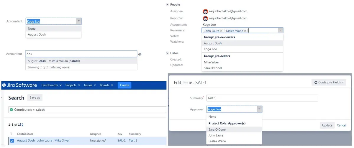 UX Software: User Selection Field — screenshot from the Atlassian Marketplace listing