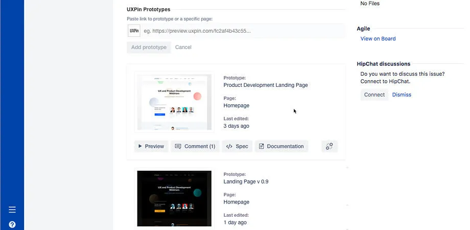 UXPin for Jira — screenshot from the Atlassian Marketplace listing
