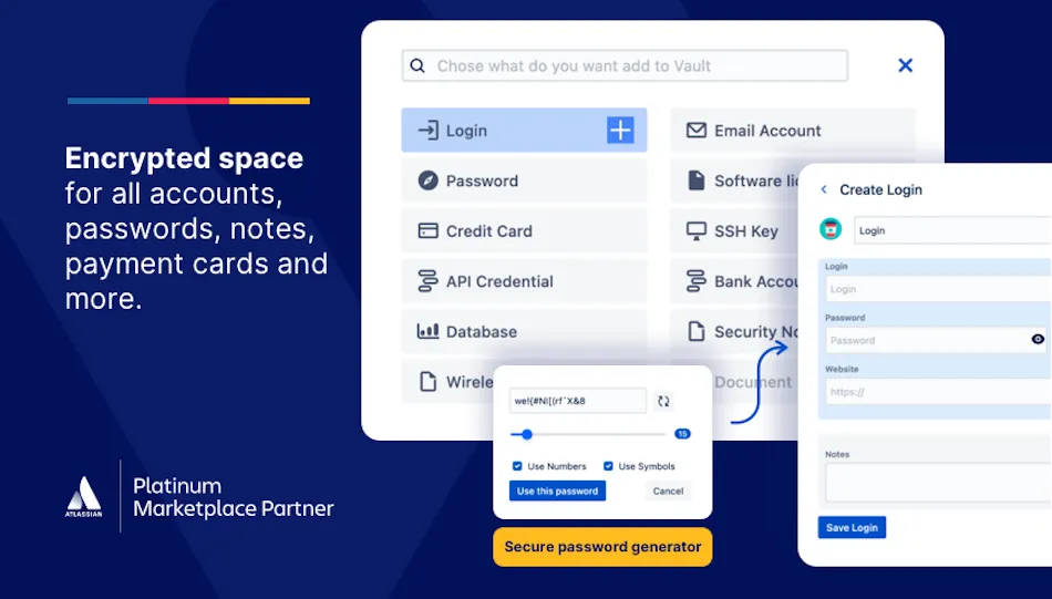 Vault Password Manager — screenshot from the Atlassian Marketplace listing