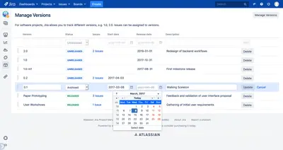 Version Manager for Jira for Atlassian — screenshot