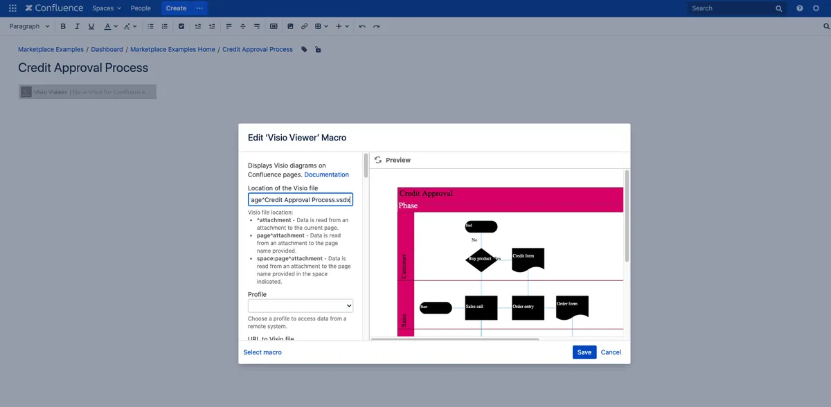 Visio for Confluence — screenshot from the Atlassian Marketplace listing