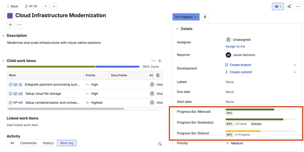 Visual Progress Tracker for Jira — screenshot from the Atlassian Marketplace listing