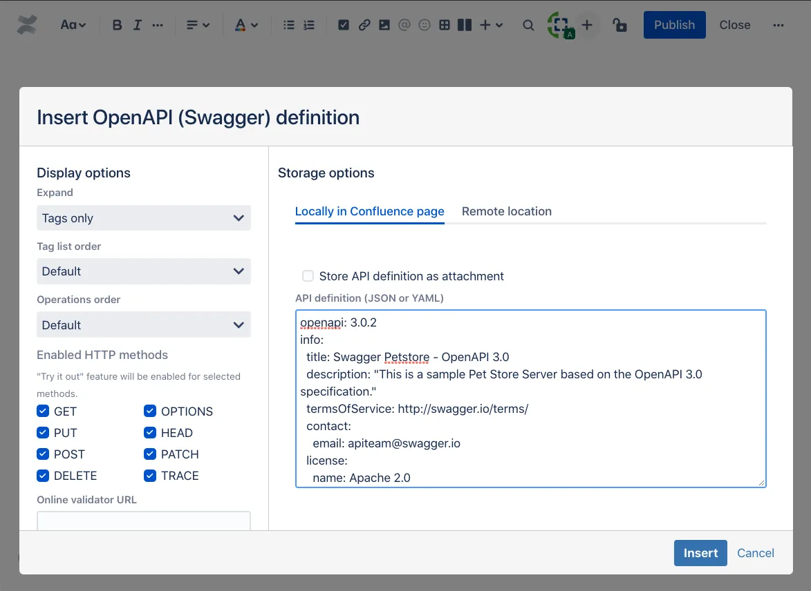 Visualize OpenAPI (Swagger) documentation — screenshot from the Atlassian Marketplace listing