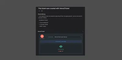 Voice2ticket for Atlassian — screenshot