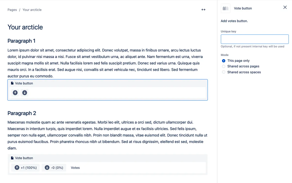 Vote button — screenshot from the Atlassian Marketplace listing