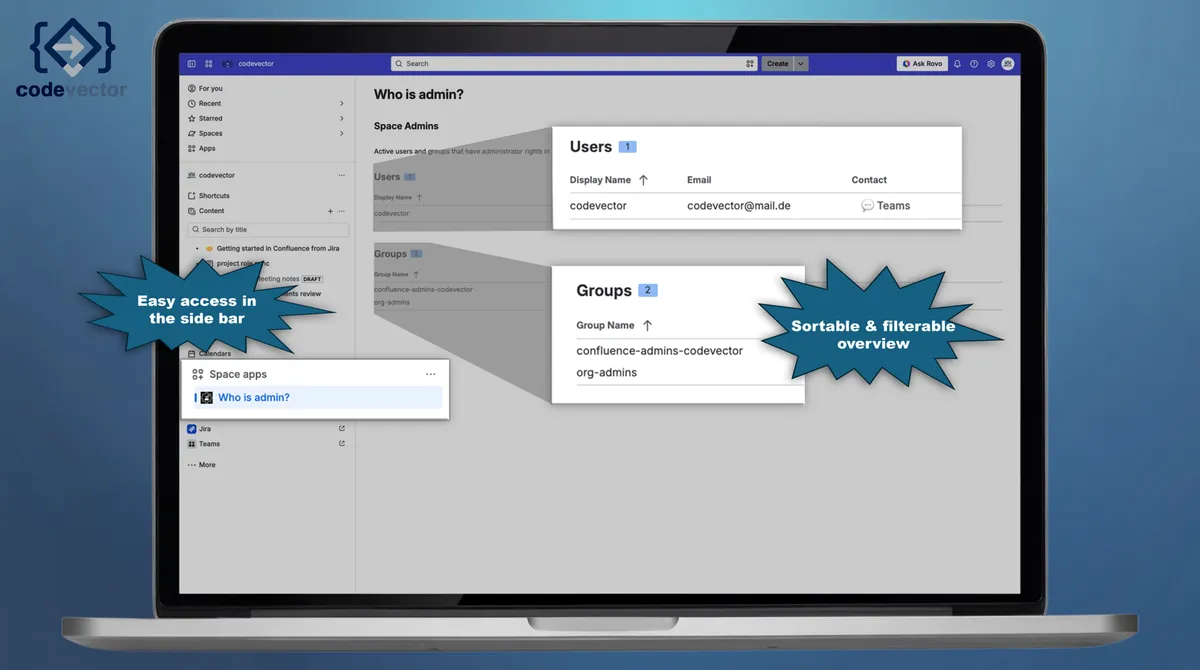 Who is Admin? — screenshot from the Atlassian Marketplace listing