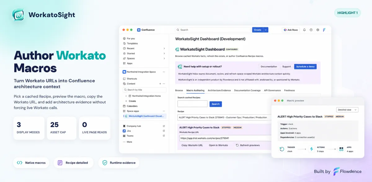 WorkatoSight for Confluence — screenshot from the Atlassian Marketplace listing