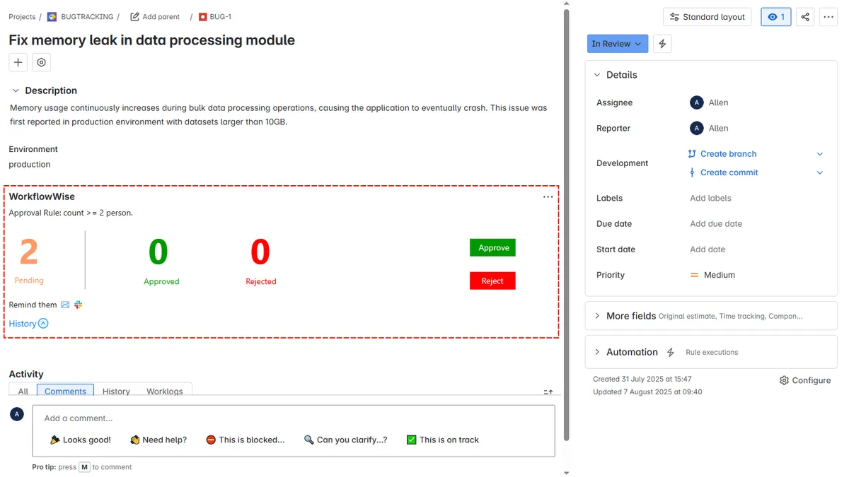 Workflow Parallel Approval — screenshot from the Atlassian Marketplace listing