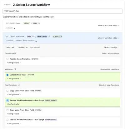 Workflow Rule Copier for Jira for Atlassian — screenshot
