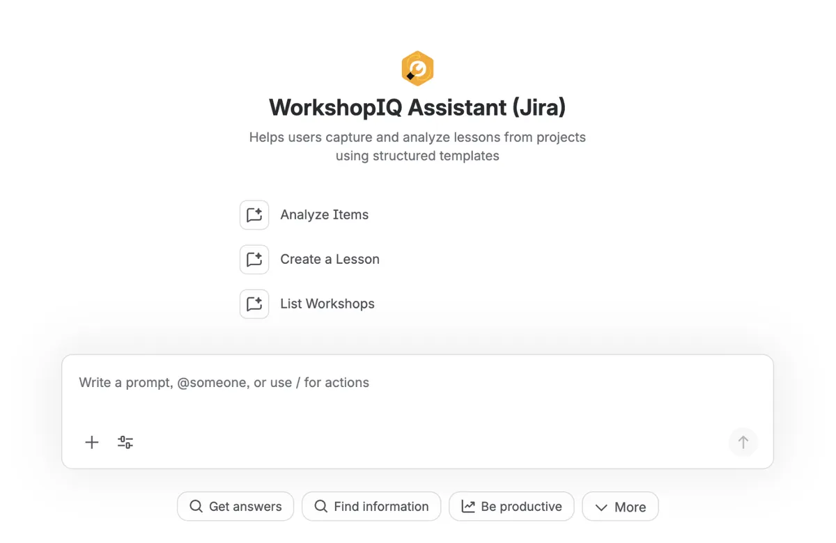 WorkshopIQ — screenshot from the Atlassian Marketplace listing