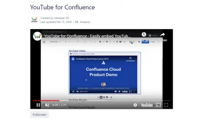 YouTube for Confluence for Atlassian — screenshot