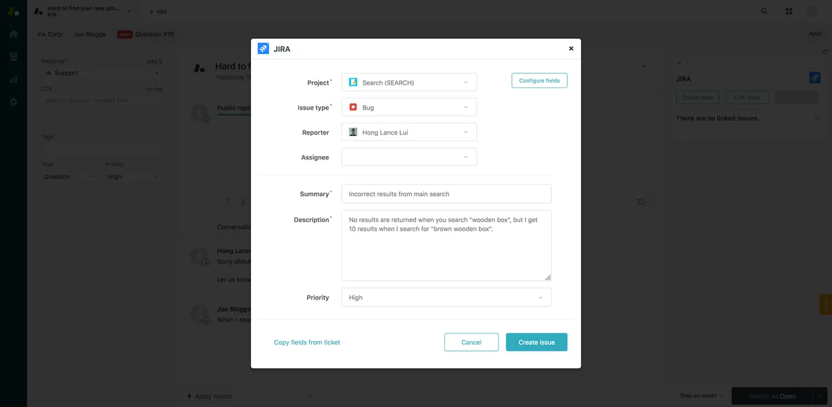 Zendesk Support for Jira — screenshot from the Atlassian Marketplace listing
