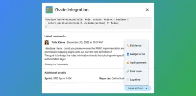 Zhade Integration for Jira & Google Chat for Atlassian — screenshot