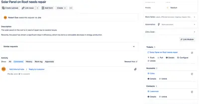 Zoho Desk for Jira for Atlassian — screenshot