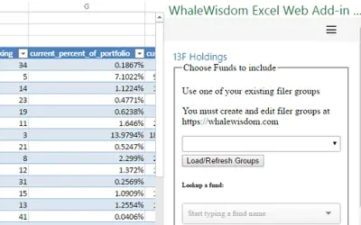 13F Data Extraction using WhaleWisdom for Microsoft 365 — screenshot