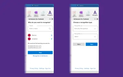 Achievers for Outlook for Microsoft 365 — screenshot