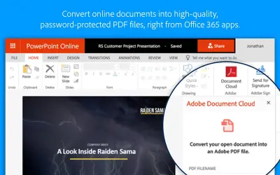Adobe Acrobat for Microsoft Word, Excel, and PowerPoint for Microsoft 365 — screenshot