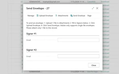 Adobe Acrobat Sign for Dynamics 365 Business Central for Microsoft 365 — screenshot